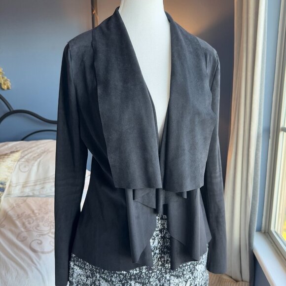 Kismet Black Waterfall Faux Suede Blazer Jacket - Picture 1 of 8